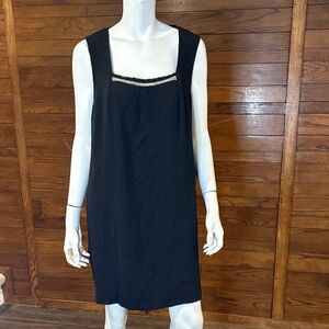 Addition Elle Black Sleeveless Square-Neck Slip with Lace Trim Accent